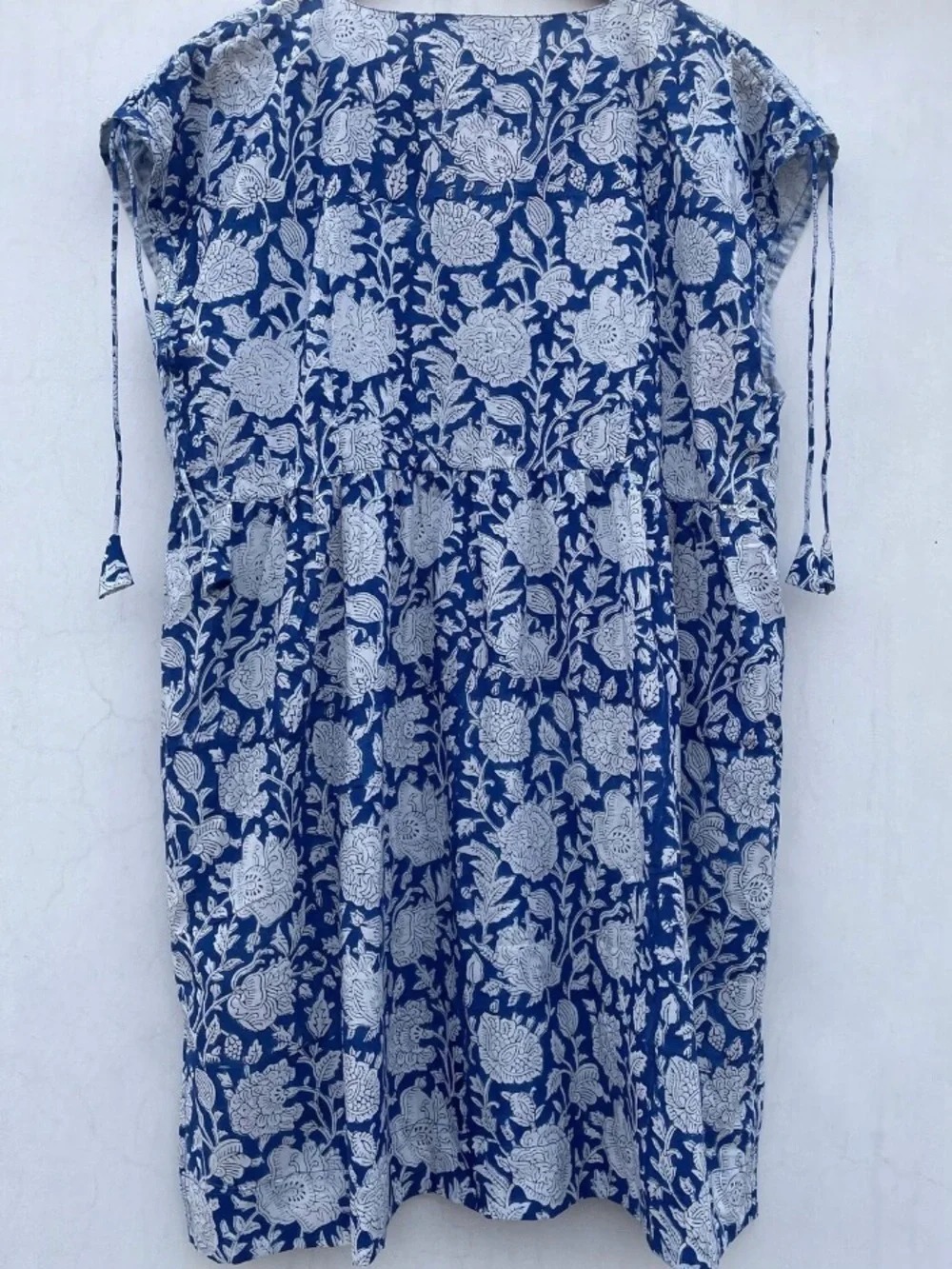 Women’s Hand-block Print Blue Floral Print Summer Dress